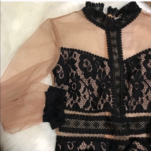 AMAZING Long Sleeve Mesh Dress with Black Lace 🖤 - Picture 2 of 3